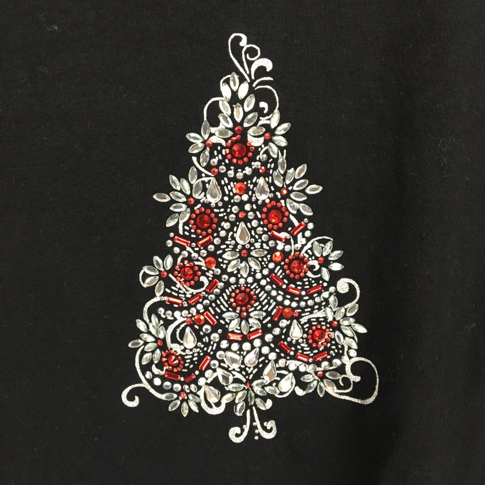 Karen Scott Embellished Christmas Tree Black Top - Picture 4 of 8